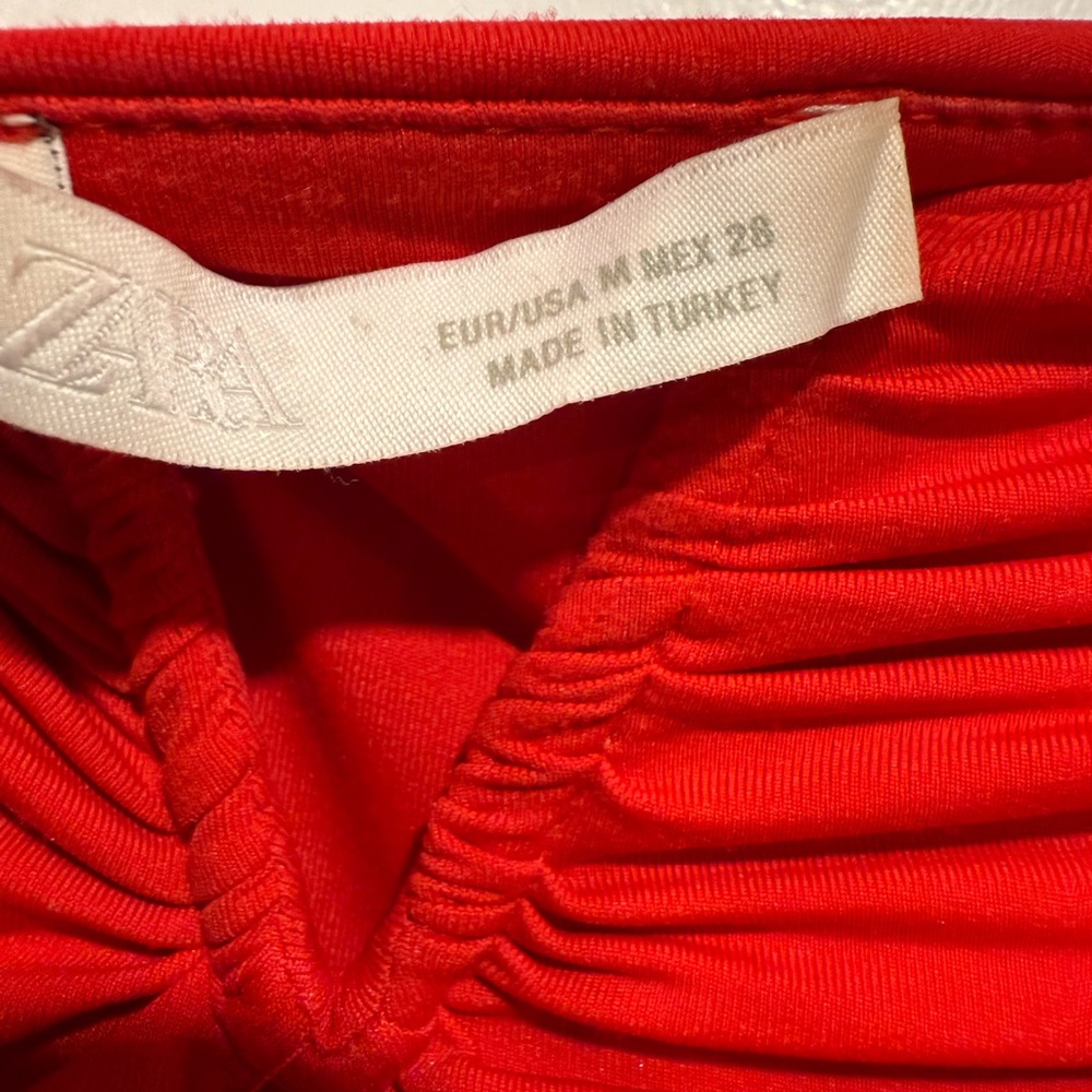 Zara Red Ruched Bodysuit (medium) - Picture 4 of 5